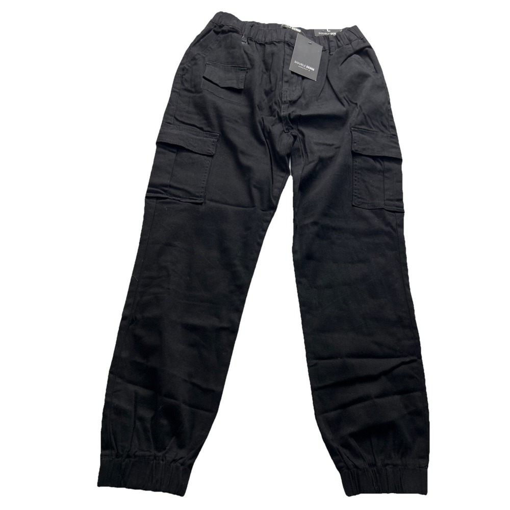 Double Denim Black Cargo Pants Large 24x27 L Needs Button Sewed On